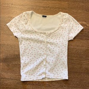 White flowery Brandy Melville Crop top
